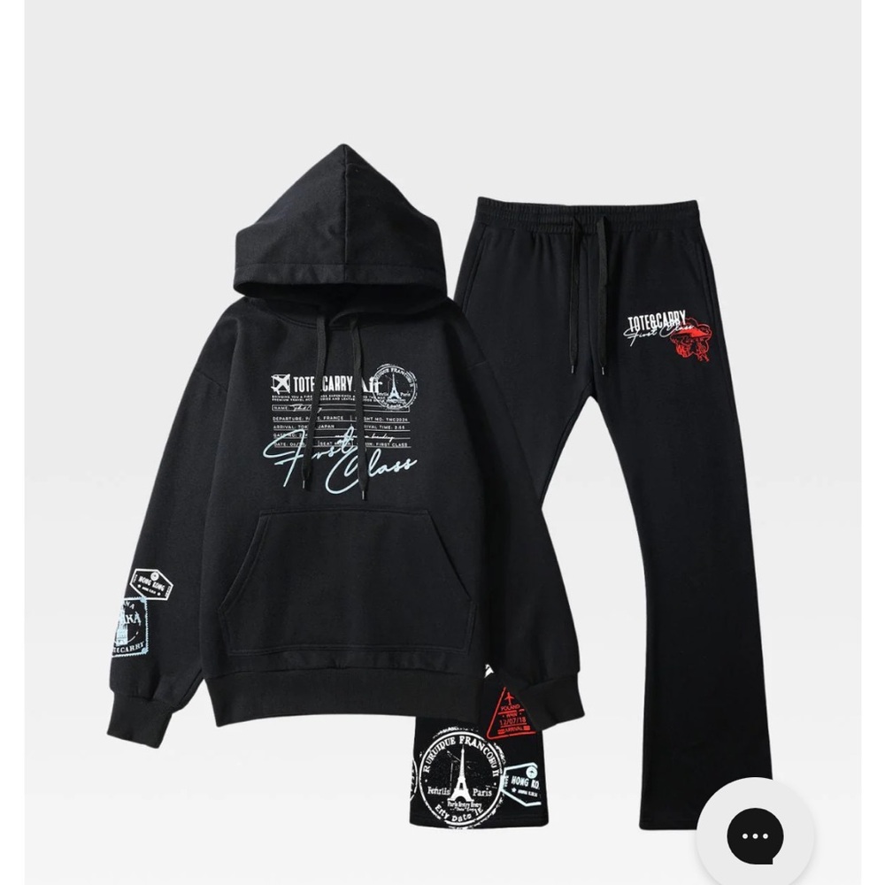 Tote&Carry Black Graphic Hoodie and Sweatpants Set